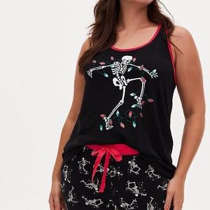 TORRID Black & Pink Skeleton With Lights Sleep Tank, Size 3, NWT